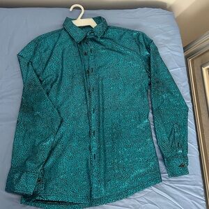 A blue chrome blouse